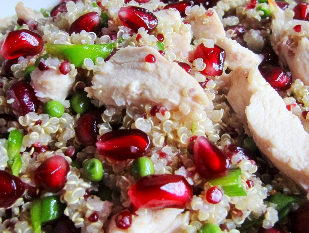 A delicious healthy brain lunch - including chicken and pomegranate