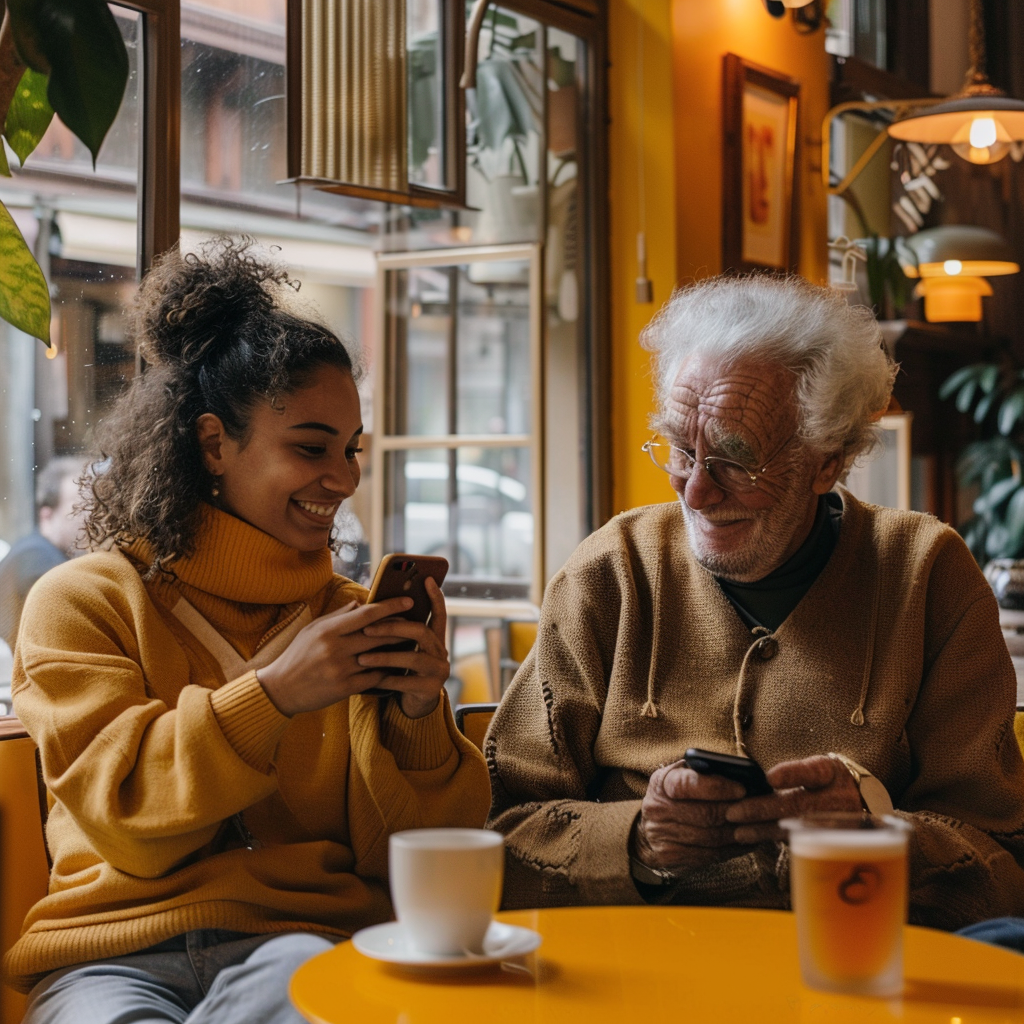 Father and daughter spending quality time together in a cafe