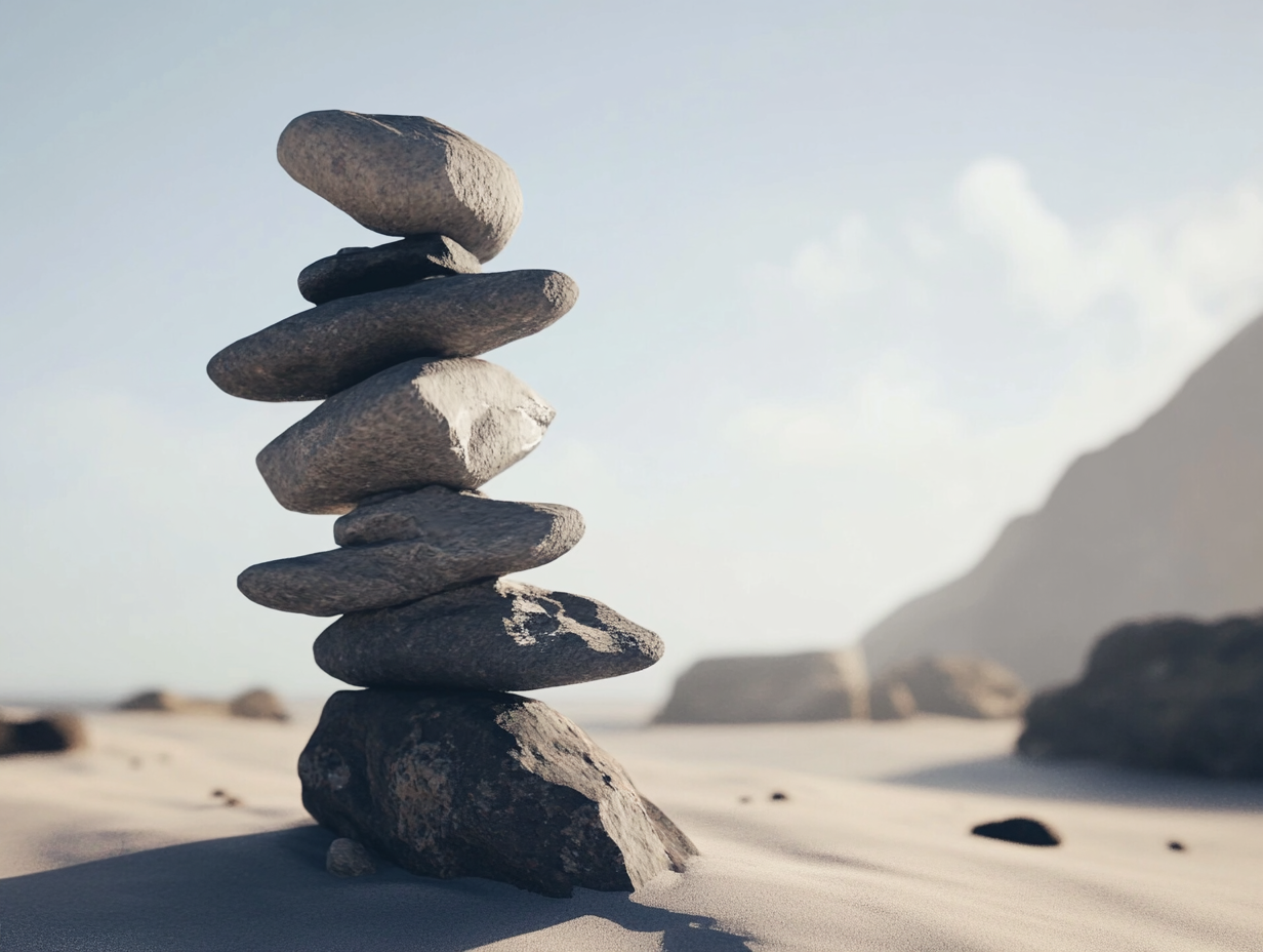 A pile of stones balanced on top of each other