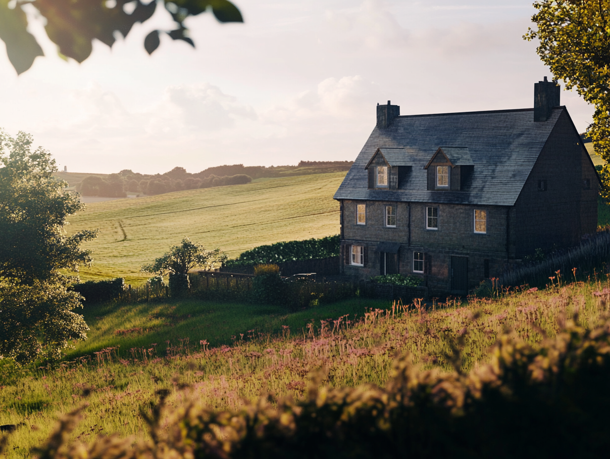 An older home within a rural settings