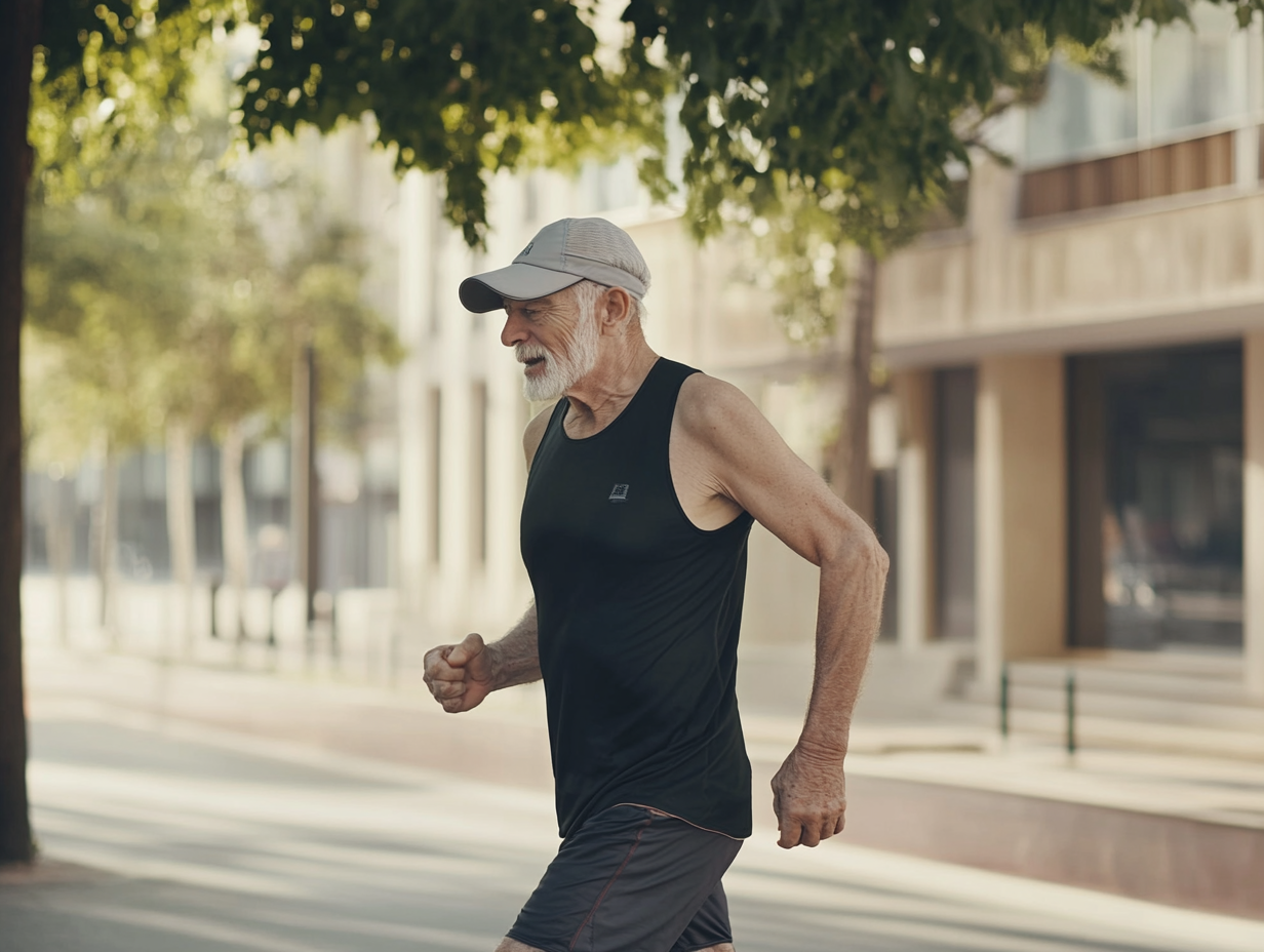 An older man exercising