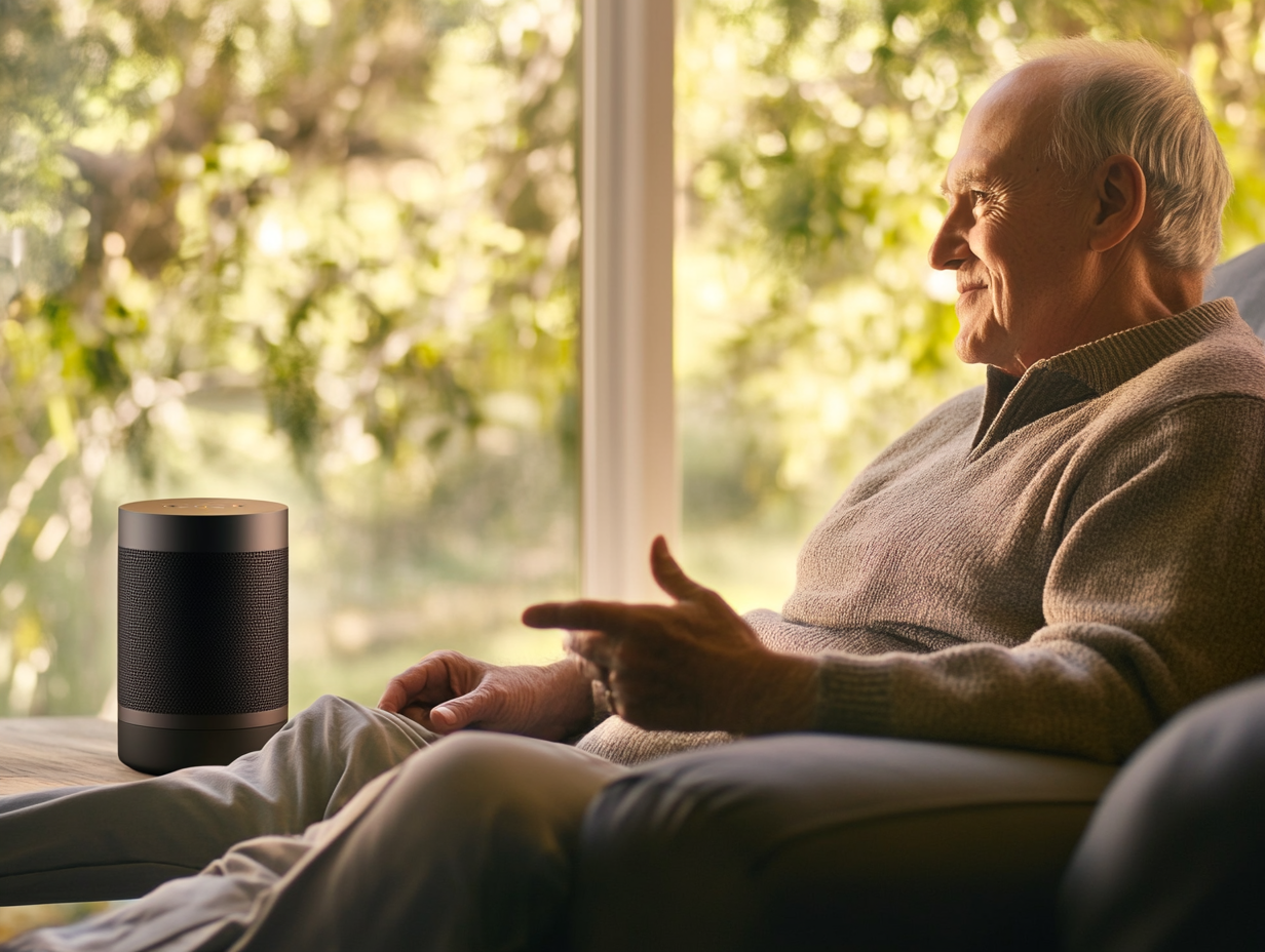 Illustration for the article: Voice Tech for Seniors: Is It the Next Big Thing?